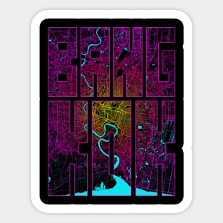 Bangkok, Thailand City Map Typography - Neon Sticker